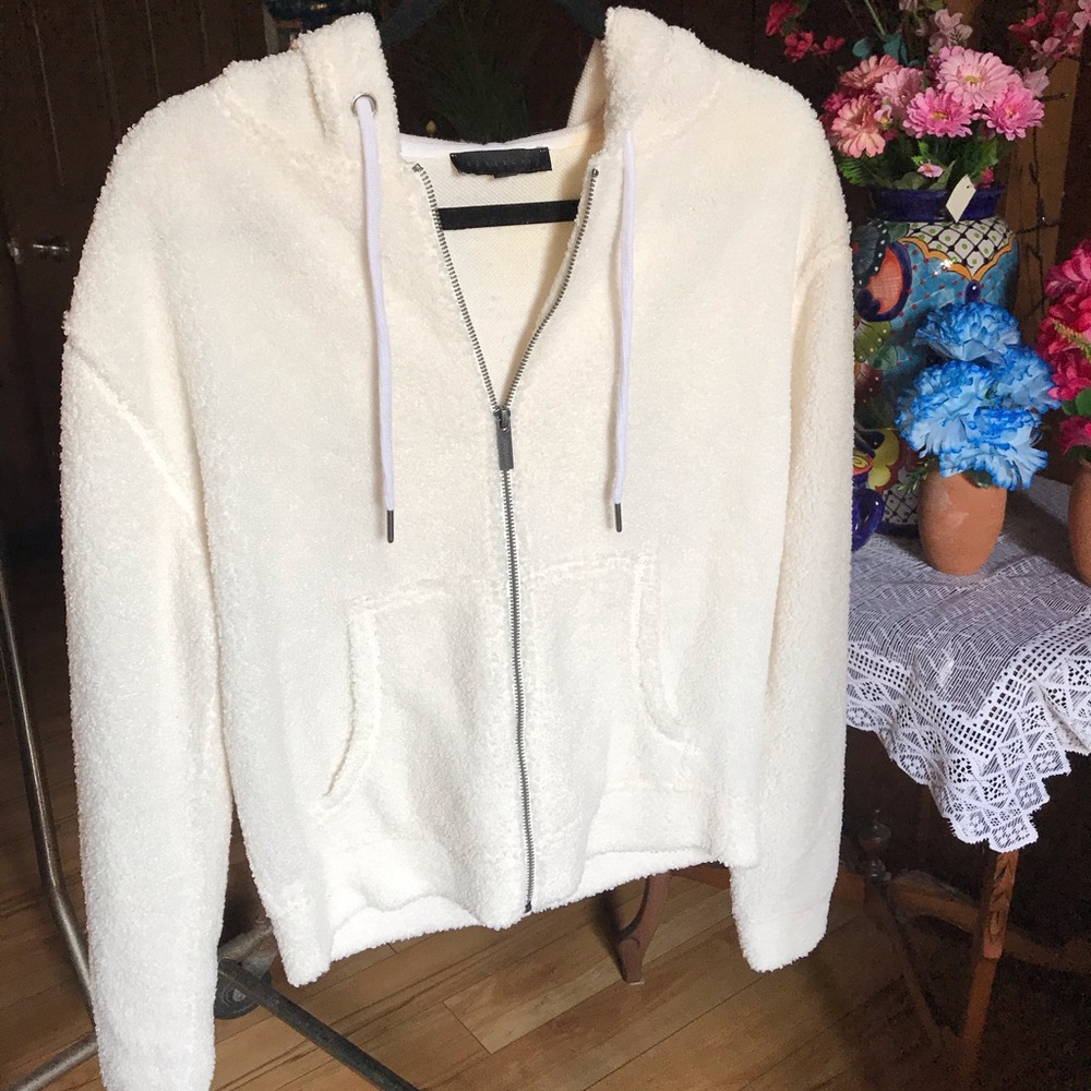 Fuzzy white hoodie